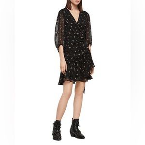 AllSaints Jade Aster Mini Wrap Dress Ditsy Floral XS